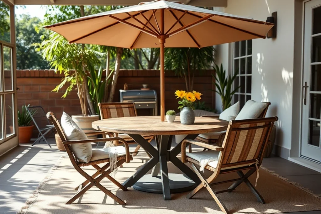 Outdoor Dining Set With Umbrella