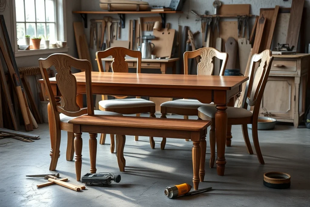 Upholstered Dining Chairs And Bench